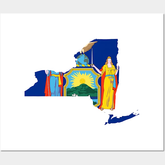 New York Flag Map Wall Art by Historia